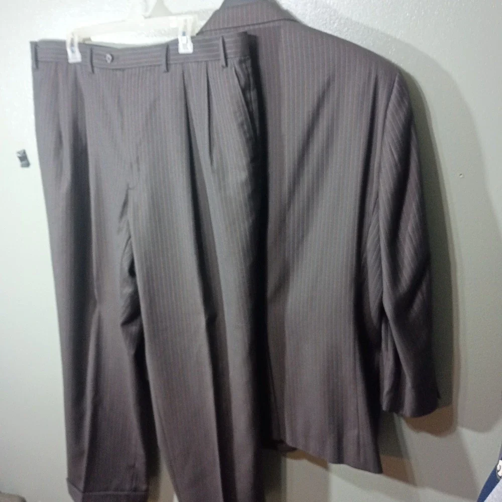 Lauren Ralph Lauren Suit, Men 40x28 Brown Pinstripe 2-Piece Blazer Trousers